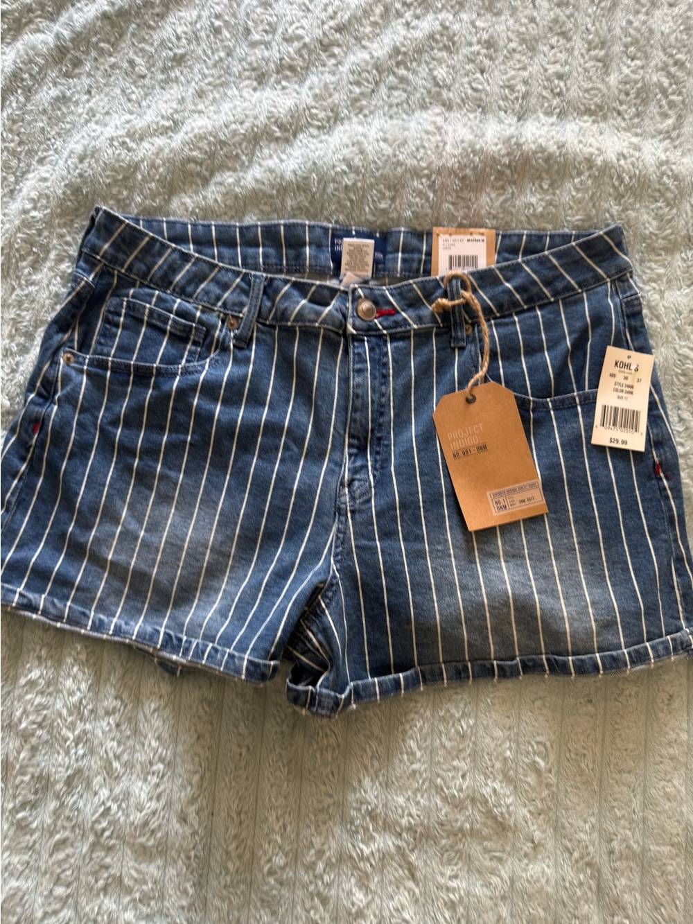 Kohl's Blue Pinstripe Denim Jean Shorts
